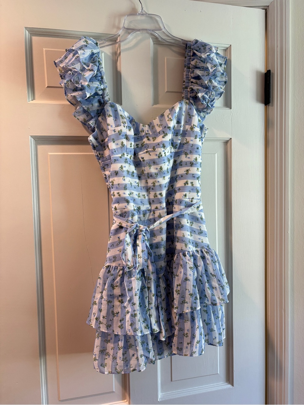 Amanda Uprichard Mackey Blue and White Romper